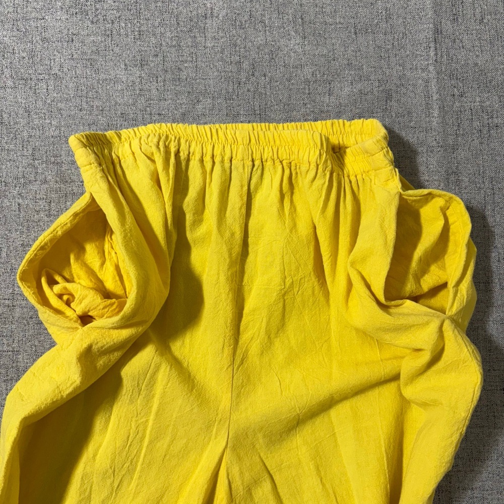 Alfredos Wife Yellow Ruffle Capris Set Women Small Loungewear Summer Beach - Picture 10 of 12